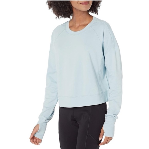 Sweaty Betty After Class Crop Sweatshirt in Vista Blue - Picture 1 of 8